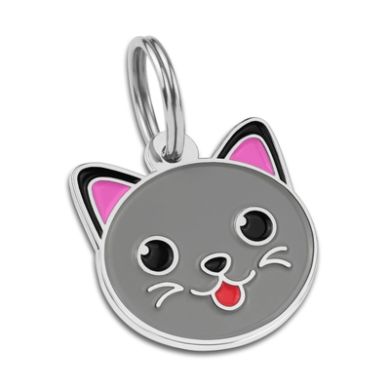 Эмалированный Адресник BronzeDog Котик Серый Размер S  (Bronzedog) в Амуниция для собак.