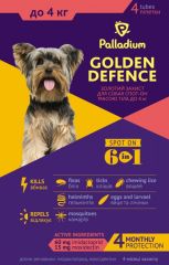Капли Палладиум серии Золотая Защита для собак до 4 кг, 4 пипетки (Palladium) в Капли на холку (spot-on).