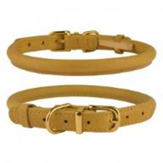 Нашийник Круглий Шкіряний BronzeDog Premium Crazy Гірчичний, Розмір S Обхват шиї 23-33 см. Діаметр 0,7 см. (Bronzedog) в амуніція для собак.
