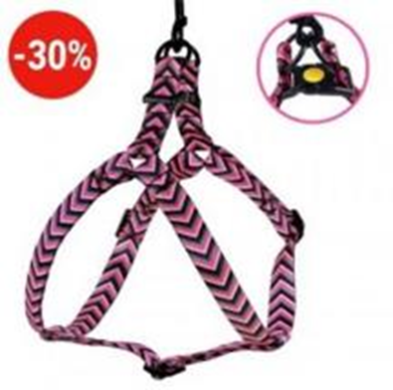 Шлея BronzeDog Urban Стрелка Нейлоновая Серо-Розовая, Размер M, Обхват груди 45-56 см, Ширина 2 см. (Bronzedog) в Амуниция для собак.