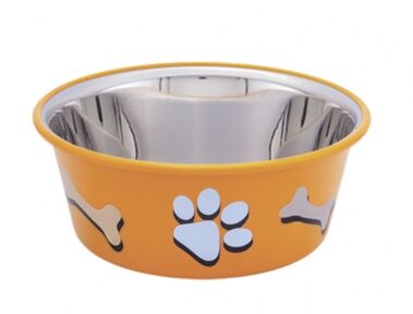 73569 Миска д / соб мет.в меламін з кісточкою помаранчева 1900мл Ноббі () в Посуд для собак.