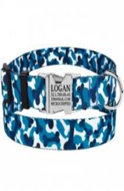 Ошейник BronzeDog Urban Camo Нейлоновый с Металлической Пряжкой Голубой, Размер M, Обхват шеи 30-40 см, Ширина 2 см. (Bronzedog) в Амуниция для собак.