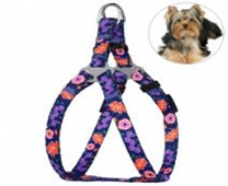 Шлея для Собак Мелких Пород и Котов BronzeDog Urban Цветы Синяя, Размер XS, Обхват груди 33-40 см, Ширина 1,0 см. (Bronzedog) в Амуниция для собак.