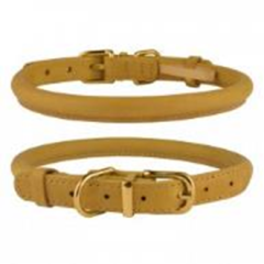 Нашийник Круглий Шкіряний BronzeDog Premium Crazy Гірчичний, Розмір L Обхват шиї 38-48 см. Діаметр 1,1 см. (Bronzedog) в амуніція для собак.