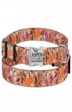 Ошейник BronzeDog Urban Цветы Нейлоновый с Металлической Пряжкой Бежевый, Размер S, Обхват шеи 25-33 см, Ширина 1,6 см. (Bronzedog) в Амуниция для собак.