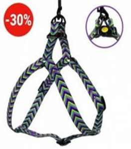 Шлея BronzeDog Urban Стрелка Нейлоновая Салатово-Фиолетовая, Размер M, Обхват груди 45-56 см, Ширина 2 см. (Bronzedog) в Амуниция для собак.