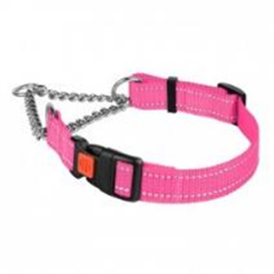 Ошейник Мартингейл BronzeDog Active Нейлоновый с Пластиковой Пряжкой и Светоотражением Розовый, Размер S, Обхват шеи 30-38 см, Ширина 1,6 см. (Bronzedog) в Амуниция для собак.