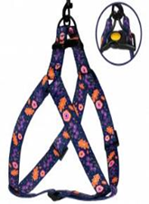 Шлея для Собак BronzeDog Urban Цветы Нейлоновая Синяя, Размер L, Обхват груди 58-71 см, Ширина 2,5 см. (Bronzedog) в Амуниция для собак.