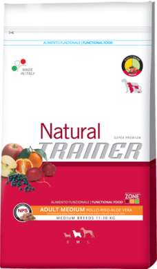TRAINER (ТРЕЙНЕР) NATURALADULT MEDIUM With Chicken Rice & Aloe Vera- корм для взрослых собак с курицей, рисом и алоэ-вера 3 кг (Trainer) в Сухой корм для собак.