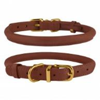 Нашийник Круглий Шкіряний BronzeDog Premium Crazy Коньячний, Розмір M Обхват шиї 30-40 см. Діаметр 0,9 см. (Bronzedog) в амуніція для собак.