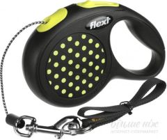 Рулетка DESIGN XS 3m / 8kg (трос) жовтий горошок (Flexi) в амуніція для собак.