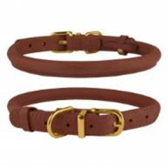 Нашийник Круглий Шкіряний BronzeDog Premium Crazy Коньячний, Розмір L Обхват шиї 38-48 см. Діаметр 1,1 см. (Bronzedog) в амуніція для собак.