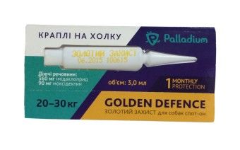 Капли Голден дефенс для собак весом  20-30кг 1 пипетка (Palladium) в Капли на холку (spot-on).