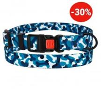 Ошейник BronzeDog Urban Camo Нейлоновый с Пластиковой Пряжкой Голубой, Размер M, Обхват шеи 30-40 см, Ширина 2 см. (Bronzedog) в Амуниция для собак.