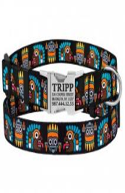 Ошейник BronzeDog Urban Маски Нейлоновый с Металлической Пряжкой Черный, Размер S, Обхват шеи 25-33 см, Ширина 1,6 см. (Bronzedog) в Амуниция для собак.