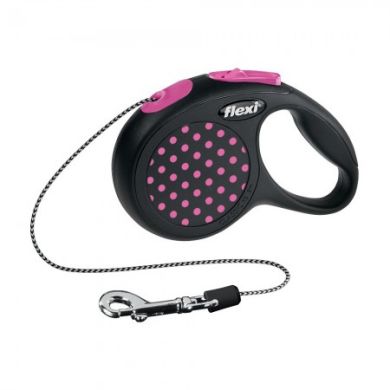 Рулетка DESIGN XS 3m/8kg (трос) розовый горошек (Flexi) в Амуниция для собак.