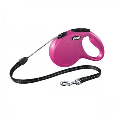 Рулетка NEW CLASSIC М 8m/20kg (трос) розовая (Flexi) в Амуниция для собак.