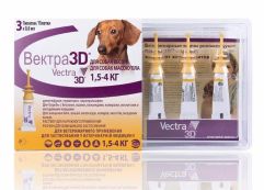 Вектра 3D краплі інсектоакарицидні для собак 1,5 - 4 кг, 3 шт х 0,8 мл (CEVA) в Краплі на холку (spot-on).