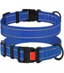 Нашийник BronzeDog Active Нейлоновий зі світловідбиванням і Пластиковою Пряжкою Синій, Розмір M Обхват шиї 30-40 см. Ширина 2 см. (Bronzedog) в амуніція для собак.