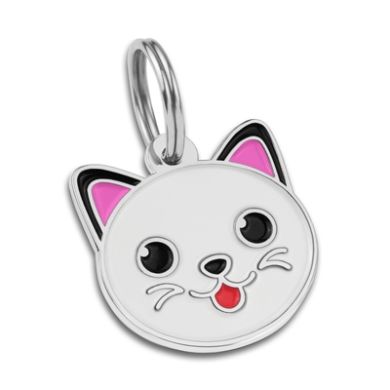 Эмалированный Адресник BronzeDog Котик Белый Размер S  (Bronzedog) в Амуниция для собак.
