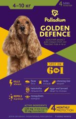 Капли Палладиум серии Золотая Защита для собак 4 - 10 кг, 4 пипетки (Palladium) в Капли на холку (spot-on).