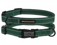 Нашийник Bronzedog Сotton Рефлекторний х/б Брезент з Сталевою пряжкою Зелений, Розмір L Обхват шиї 35-45 см. Ширина 2,5 см. (Bronzedog) в амуніція для собак.