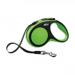 Рулетка NEW COMFORT S 5m/15kg (лента) зелена (Flexi) в амуніція для собак.