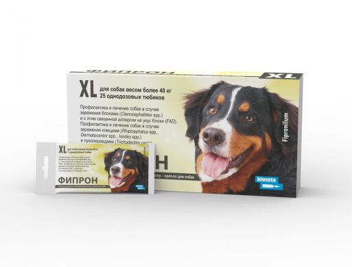 Фипрон 100 спот он для собак 40-60 кг (XL), 4,02 мл (Bioveta) в Капли на холку (spot-on).