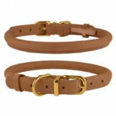 Нашийник Круглий Шкіряний BronzeDog Premium Crazy Світло-Коричневий, Розмір M Обхват шиї 30-40 см. Діаметр 0,9 см. (Bronzedog) в амуніція для собак.