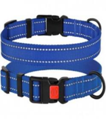 Ошейник BronzeDog Active Нейлоновый со Светоотражением и Пластиковой Пряжкой Синий, Размер ХL, Обхват шеи 43-66 см, Ширина 2,5 см. (Bronzedog) в Амуниция для собак.