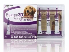 Вектра 3D краплі інсектоакарицидні для собак 25 - 40 кг, 3 шт х 4,7 мл (CEVA) в Краплі на холку (spot-on).