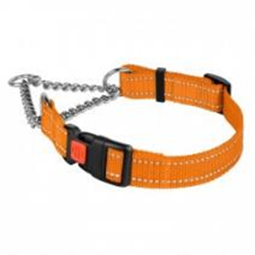 Ошейник Мартингейл BronzeDog Active Нейлоновый с Пластиковой Пряжкой и Светоотражением Оранжевый, Размер L, Обхват шеи 41-55 см, Ширина 2,5 см. (Bronzedog) в Амуниция для собак.