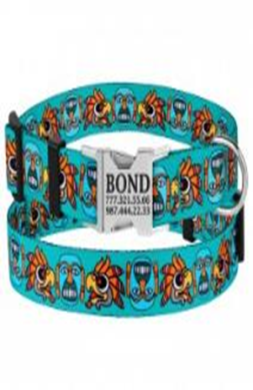 Ошейник BronzeDog Urban Маски Нейлоновый с Металлической Пряжкой Ментол, Размер M, Обхват шеи 30-40 см, Ширина 2 см. (Bronzedog) в Амуниция для собак.