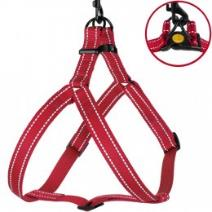 Шлея для Собак BronzeDog Active Нейлоновая со Светоотражением Красная, Размер M, Обхват груди 45-56 см, Ширина 2 см. (Bronzedog) в Амуниция для собак.