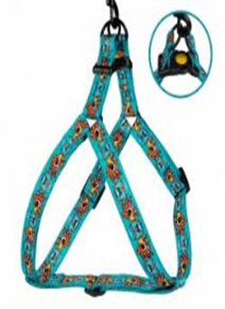 Шлея для Собак BronzeDog Urban Маски Нейлоновая c Металлической Фурнитурой Ментоловая, Размер L, Обхват груди 58-71 см, Ширина 2,5 см. (Bronzedog) в Амуниция для собак.