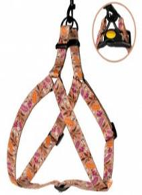 Шлея для Собак BronzeDog Urban Цветы Нейлоновая Бежевая, Размер S, Обхват груди 40-53 см, Ширина 1,6 см. (Bronzedog) в Амуниция для собак.