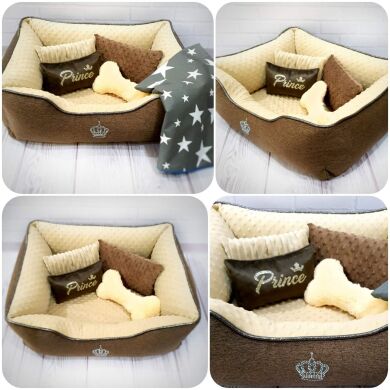 Лежанка БРІДЖ 65*55 см Brown/Cream () в Будиночки, Будки, Лежаки.