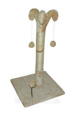 АРЛЕКІН когтеточка ДЖУТ (основа 37 * 37, стовп h 67,3 куля на пруж) Бежева () в Будиночки, Будки, Лежаки.