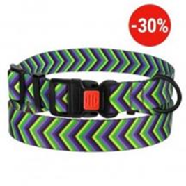 Ошейник BronzeDog Urban Стрелка Нейлоновый с Пластиковой Пряжкой Фиолетово-Салатовый, Размер M, Обхват шеи 30-40 см, Ширина 2 см. (Bronzedog) в Амуниция для собак.