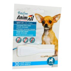 AnimAll (Энимал) VetLine spot-on капли противопаразитарные для собак, вес 1,5-4 кг (Animal) в Капли на холку (spot-on).