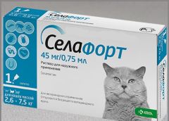 Селафорт спот-он для кошек 45 мг (до 2,6-7,5кг) поп (KRKA) в Капли на холку (spot-on).