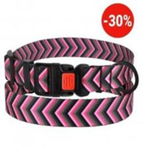 Ошейник BronzeDog Urban Стрелка Нейлоновый с Пластиковой Пряжкой Серо-Розовый, Размер M, Обхват шеи 30-40 см, Ширина 2 см. (Bronzedog) в Амуниция для собак.