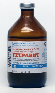 Тетравит - инъекционный комплекс витаминов А, D3, Е и F в масле ,100 мл Тетравит - инъекционный комплекс витаминов А, D3, Е и F в масле ,100 мл () в Витамины и пищевые добавки.
