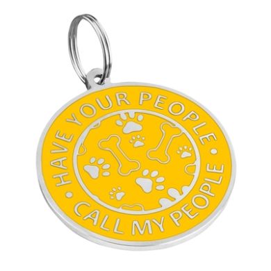 Эмалированный Адресник для Собак BronzeDog Have Your People Call My People Желтый Размер L (Bronzedog) в Амуниция для собак.