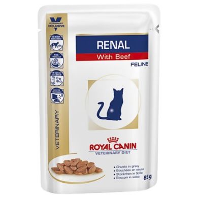 Лечебный влажный корм для кошек Royal Canin Renal With Beef Feline (Royal Canin) в Сухой корм для кошек.