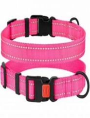 Ошейник BronzeDog Active Нейлоновый со Светоотражением и Пластиковой Пряжкой Розовый, Размер L , Обхват шеи 35-45 см, Ширина 2,5 см. (Bronzedog) в Амуниция для собак.
