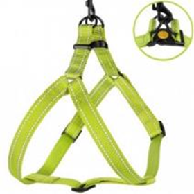 Шлея для Собак BronzeDog Active Нейлоновая со Светоотражением Cалатовая, Размер M, Обхват груди 45-56 см, Ширина 2 см. (Bronzedog) в Амуниция для собак.