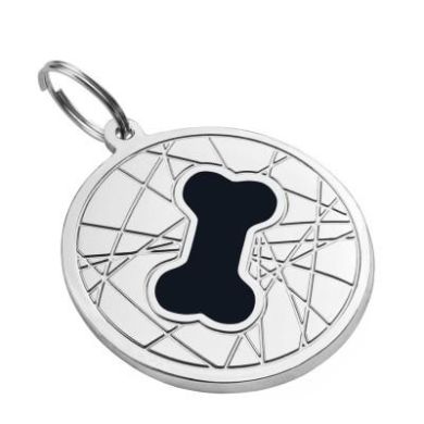 Эмалированный Адресник для Собак BronzeDog Косточка на Фоне Объемной Паутинки Черный Размер S (Bronzedog) в Амуниция для собак.