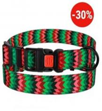 Ошейник BronzeDog Urban Зигзаг Нейлоновый с Пластиковой Пряжкой Красно-Зеленый, Размер M, Обхват шеи 30-40 см, Ширина 2 см. (Bronzedog) в Амуниция для собак.