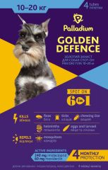 Капли Палладиум серии Золотая Защита для собак 10 - 20 кг, 4 пипетки (Palladium) в Капли на холку (spot-on).
